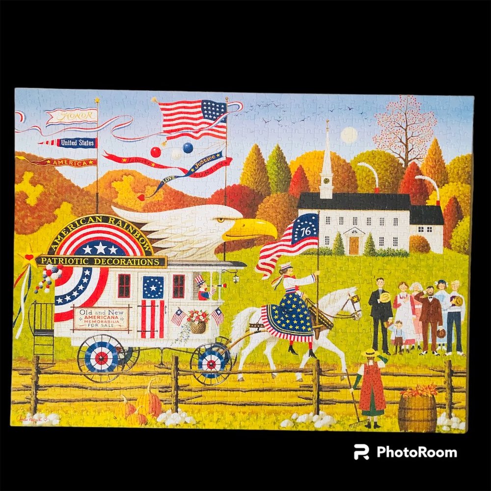 COMPLETE Charles Wysocki Americana So Proudly We Hail 1000 Pc Puzzle Patriotic